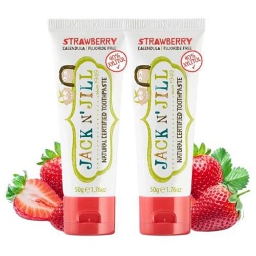 Jack N' Jill Natural Certified Toothpaste Strawberry | Toothpaste for Baby, Kids | Free Training for Toddlers - 1.76 oz (PACK OF 2)