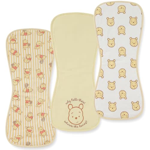 Disney Baby Winnie the Pooh Burp Cloths 3 Pack 20" x 10" Burping Rags | officially licensed, soft absorbent fabric, leakproof burping rags, essential infant feeding care