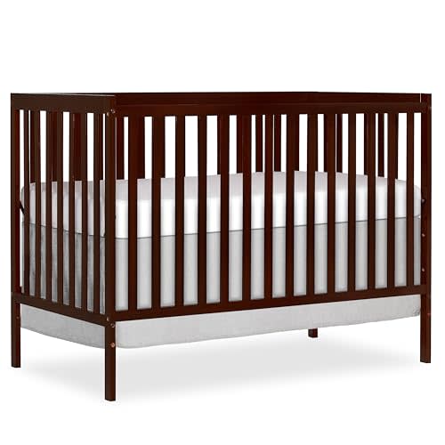 Dream On Me Synergy 5-in-1 Convertible Full-Size Baby Crib with Toddler, Day & Full Bed Conversion in Espresso, GreenGuard Gold & JPMA, 3 Mattress Heights, Sustainable Pinewood