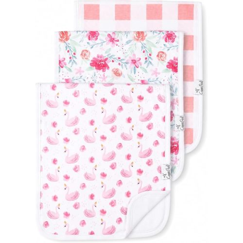 Copper Pearl Premium Baby Burp Cloths - 3-Pack Large Cotton Burp Cloths, Extra Soft Spit Up Rags with 3 Absorbent Layers, Perfect for Baby Girl Gifts (21" x 10" Size, June Set)