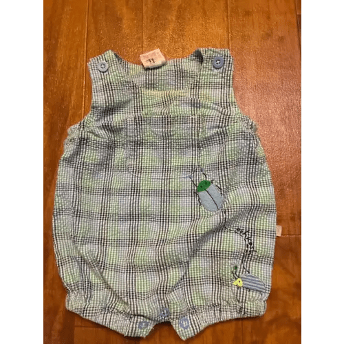 Vintage?y2k osh kosh seersucker 0/3 month overalls