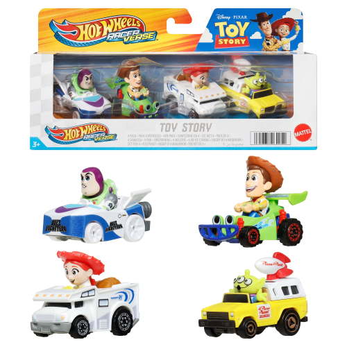 Hot Wheels RacerVerse™, Set of 4 Die-Cast Hot Wheels® Cars with Pop Culture Characters as Drivers