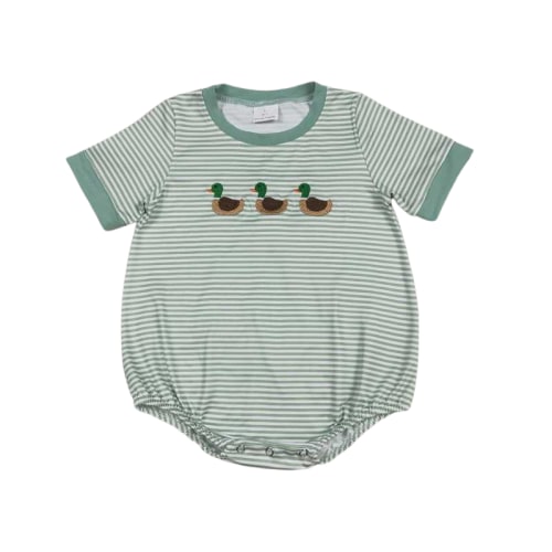Sage Striped Embroidered Ducks Romper – Little Southern Brand