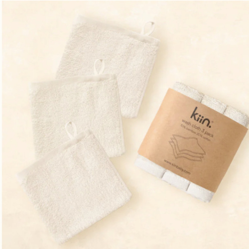Kiin Bamboo Cotton Wash Cloth 3 Pack - Ivory