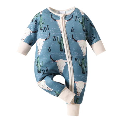 adviicd Baby Long Sleeve Romper Jumpsuit, Soft Cotton One Piece Pajamas Boy Girl 2-Way Zipper Coverall Sleeper (Beige,0-3 Months)