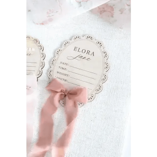 Newborn Baby Name Birth Announcement Sign: hospital girl arrival plaque, personalized wood nursery decor