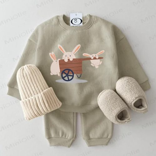 Baby 2-Piece Bunny Cart Grey Green Set