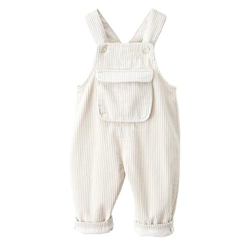 SEAUR Baby Boy Girl Corduroy Bib Overalls Cotton Button Suspender Overalls Plain Romper Loose Jumpsuit