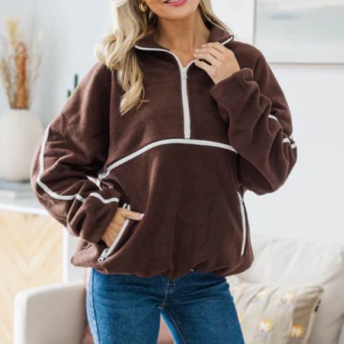 NURSING COLLECTION: Warm Wishes Brown Fleece Lined Pullover
