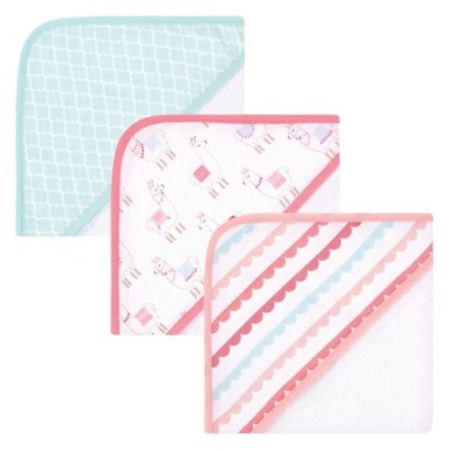 Hudson Baby Infant Girl Cotton Rich Hooded Towels, Llama, One Size