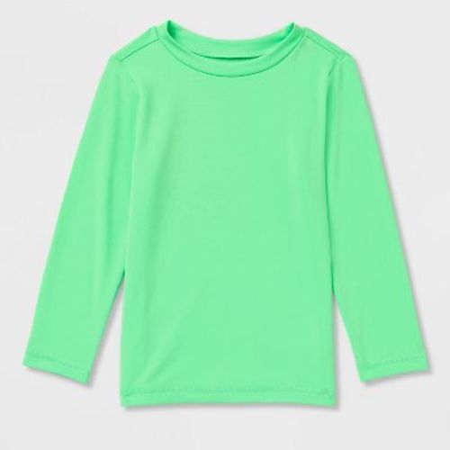 Toddler Long Sleeve Solid Swim Rash Guard Top - Cat & Jack™ Bright Green 4T