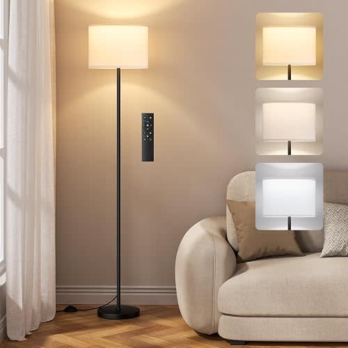 Ambimall Dimmable Floor Lamp with Remote, 9W 900LM LED Bulb Included