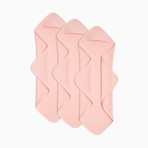 Organic Cotton Muslin Hooded Towels (3 Pack) - Pink Hues