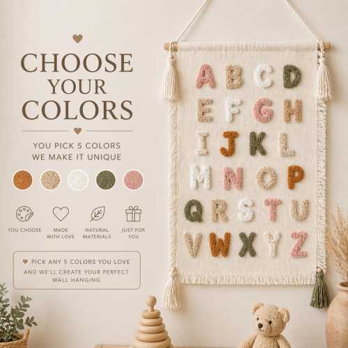 Custom Alphabet Wall Hanging, Boho Nursery Decor, Neutral Baby Room Decor, Kids Wall Art, Unique Baby Gift