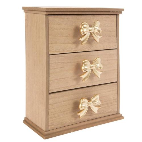 Brown & Gold Bow Wood Drawer Organizer