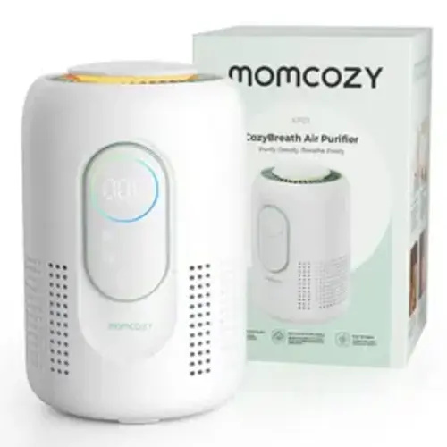 Momcozy Nursery Air Purifier, 4-Filter System with H13 HEPA & Carbon, Real-Time PM2.5 Air Quality Monitor & Display with 3-Color Status, Baby Air Purifier with 21 dB Sleep Mode, Dimmable Night Light - TikTok Shop