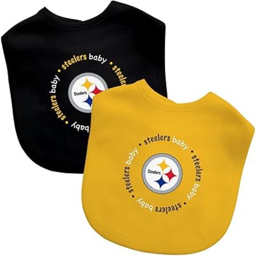 Baby Fanatic Officially Licensed Unisex Baby Bibs 2 Pack - NFL Pittsburgh Steelers Baby Apparel Set