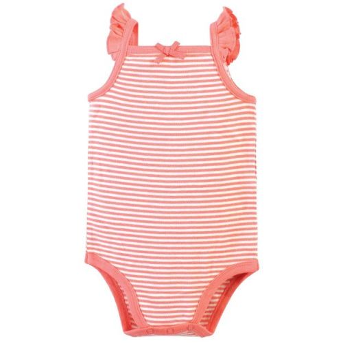 Touched by Nature Baby Girl Organic Cotton Bodysuits 5pk, Peach, 6-9 Months