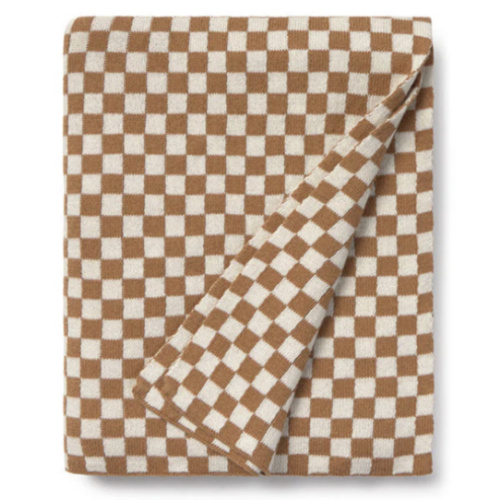 knitted crib blanket tiles / toffee – willaby