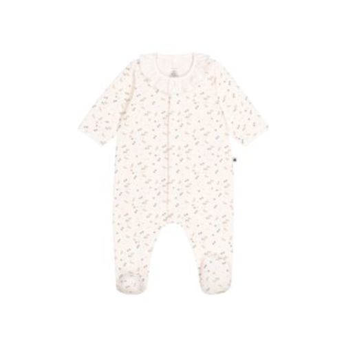 Baby girl velour front snap floral footie w collar