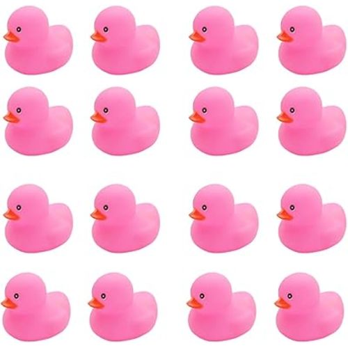 16PCS Pink Rubber Duck Kids Bath Duck Toys ,Squeak Rubber Ducks in Bulk Rubber Ducks Baby Shower Duck Decorations Party Favors (2.2’’)