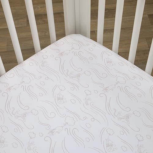 Disney Winnie The Pooh Grey White Fitted Crib Sheet