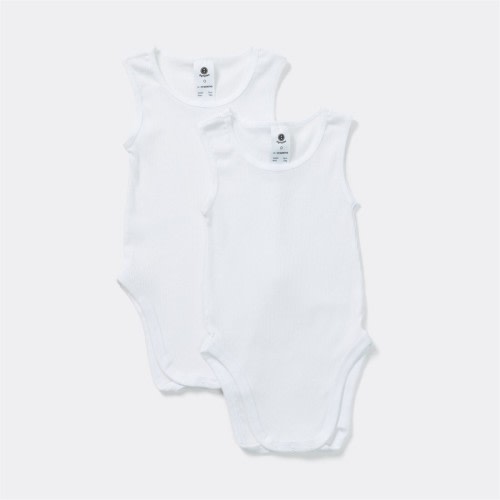 Dymples Baby Organic Cotton Singlet Suit 2 Pack - White