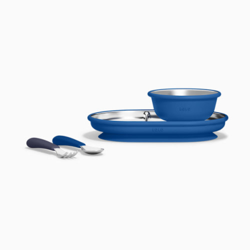 Lalo Stainless Mealtime Essentials - 4pc Set - Blue Raspberry