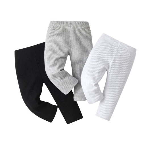 Infant Baby Girl 3 Pack Solid Pants and Casual Leggings Black & White & Grey 3-6 Months