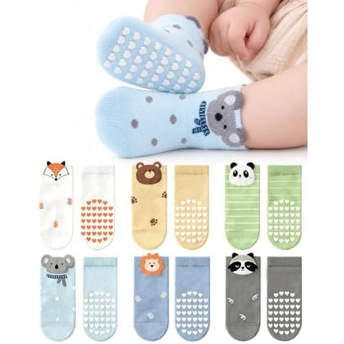 Baby Toddler Grip Socks for Boys Girls 6-24 Months Cotton 6 Pairs