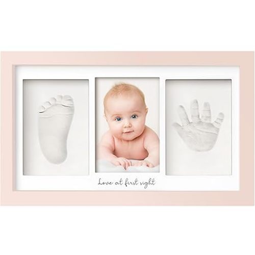 KeaBabies Baby Hand and Footprint Kit - Clay Handprint Keepsake Frame, Newborn Nursery Picture Frame, Personalized New Mom Gifts for Baby First Christmas Shower (Petal Pink)