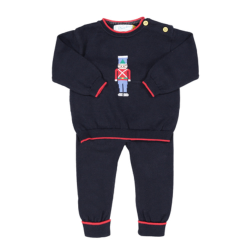 Boys Christmas Navy Knit Set with Soldier design I Feltman Brothers