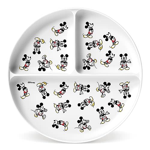 Simple Modern Disney Silicone Plate for Baby and Toddler | Divided and Microwave Safe Plates for Kids | Parker Collection | Mickey Mouse Retro