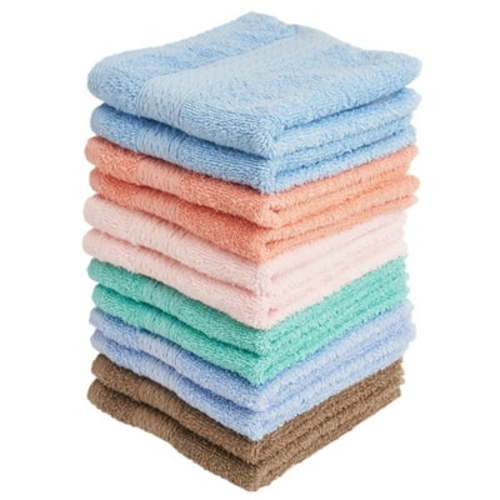 (2 pack) Living Fashions Luxurious Washcloths - Set of 12 - Size 13" x 13" - Absorbent and Soft Cotton Wash Cloth for Body and Face