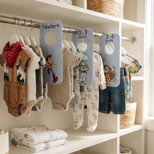 Toy Story Closet Dividers, Laminated Double-Sided Baby Clothes, 6.75 x 3.5 Inches