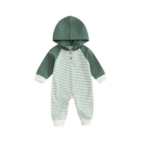 Bagilaanoe Newborn Baby Girl Boys Hooded Jumpsuit Striped Long Sleeve Bodysuit 3M 6M 9M 12M Infant Fall One Piece Romper