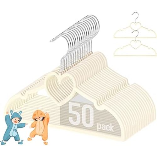 Baby Velvet Hangers, 50 Pack, Non-Slip Kids Clothes Hangers, 12.8 Inch