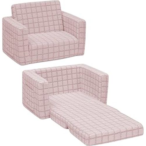 Delta Children Checkered Cozee Flip-Out Chair, Pink