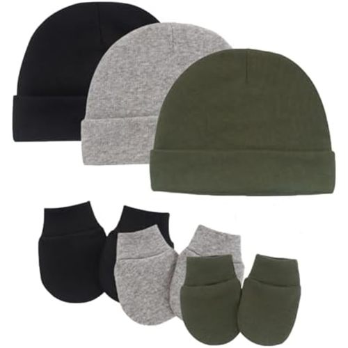 Baby Hats with Scratch Mittens Set Boys Girls Cute Infant Beanie Caps Unisex Newborn Hospital Hats for Baby