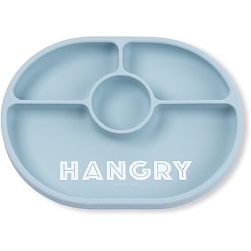 Bella Tunno Suction Plate for Babies & Toddlers, Self-Feeding Dish for Baby Led Weaning, Silicone Divided Plate, Sticks to Highchair Trays & Tables, Microwave & Dishwasher Safe, Hangry