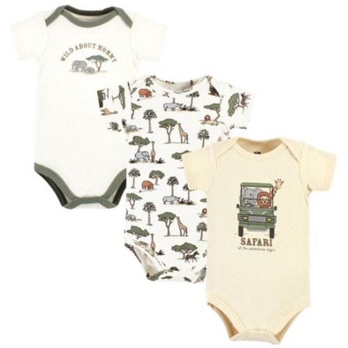 Hudson Baby Cotton Bodysuits, Going On Safari 3-Pack, 0-3 Months