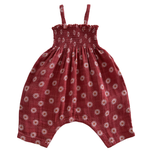 Muslin Smocked Romper, Daisy Dot