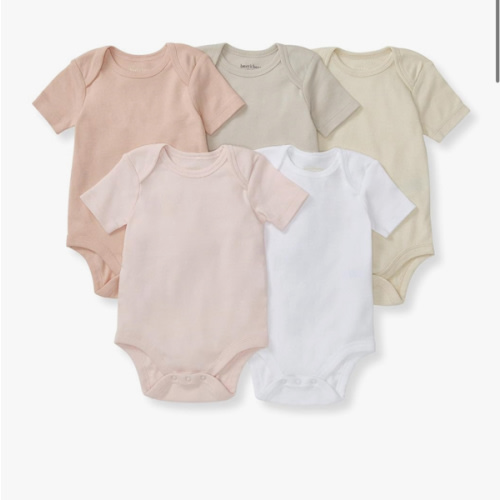 Burt's Bees Baby Unisex Organic Cotton Short and Long Sleeve Bodysuits, 5-Pack