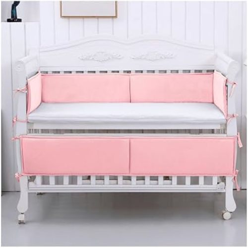 MATISUN Foldable Rail Covers with Tie Straps, 4PCS Mesh Wall Padding Panels (Pink)