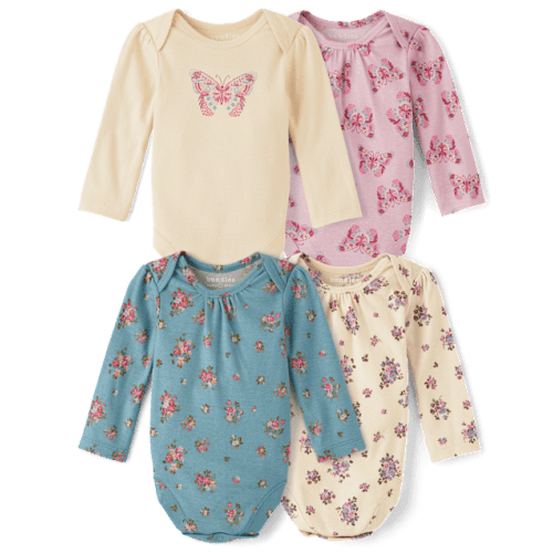 Baby Girls Butterfly Bodysuit 4-Pack - Blue