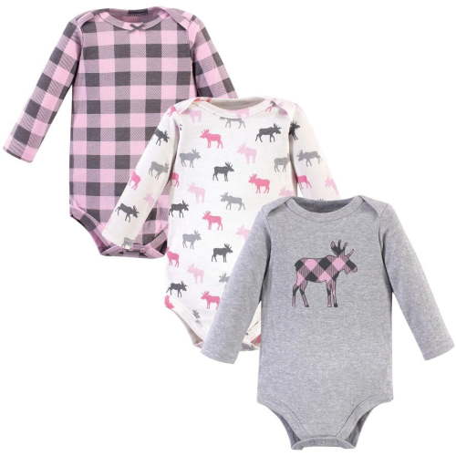 Hudson Baby Cotton Long-Sleeve Bodysuits, 3-Pack, Newborn- 24 Months