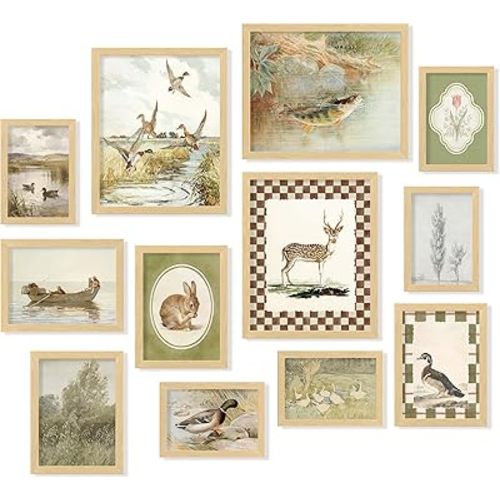97 Decor Vintage Nursery Wall Art - Hunting And Fishing Pictures, Woodland Animal Deer Poster, Mallard Duck Decor For Home, Gallery Wall Prints For Kids Bedroom, Playroom (Unframed)