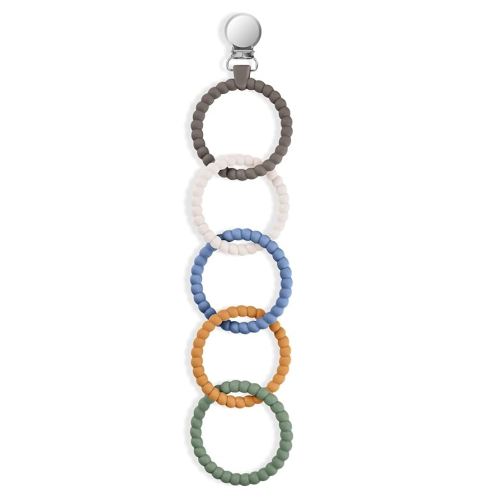 Ainiv Silicone Baby Teether Links, Cutie Teething Toys With Pacifier Clip, Multi-Use Rings, Food Grade Attachable Chew for Newborn Infant Gift, Color-7