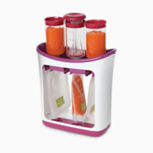 Infantino Squeeze Station, Baby Food Maker & Pouch Filler, Fill 3 Reusable Pouches at Once, Easy to Use, Dishwasher Safe, Homemade Baby Food Prep Essential, Purple
