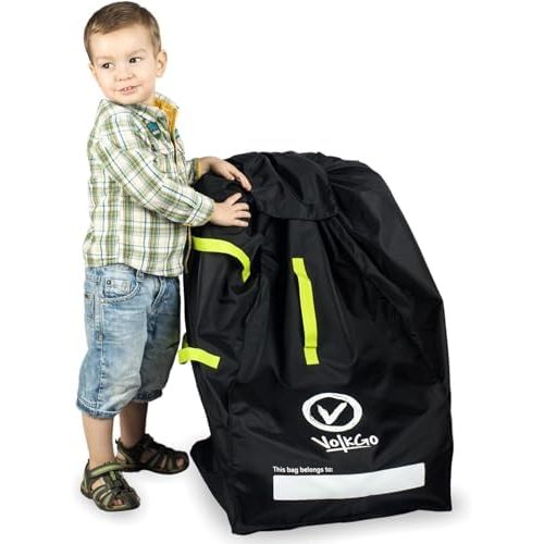 V VOLKGO Car Seat Travel Bag For Airplane with Padded Backpack Shoulder Straps, Gate Check Bag, Car Seat Bags for Air Travel Carseat Travel Cover, Carseat Travel Bag Cover for Airplane Travel
